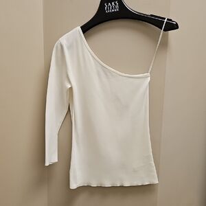 Ralph Lauren Black Label White One-Shoulder Top